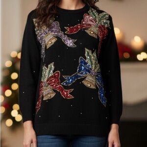 Vintage Marisa Christina Collection Holiday Christmas Bells Sweater Size Medium